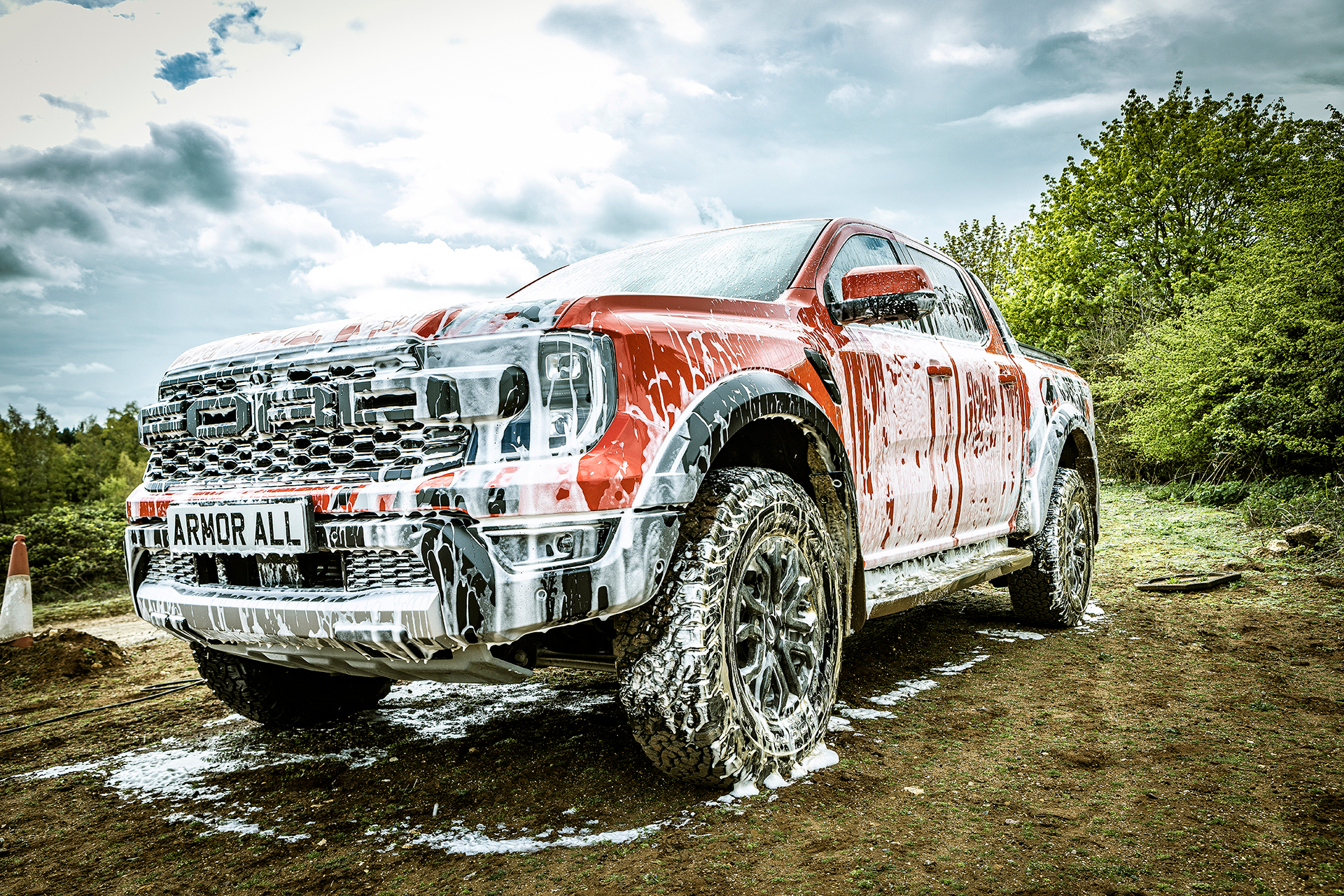 photography of the car half way through washing for armorall uk's advertising campaign