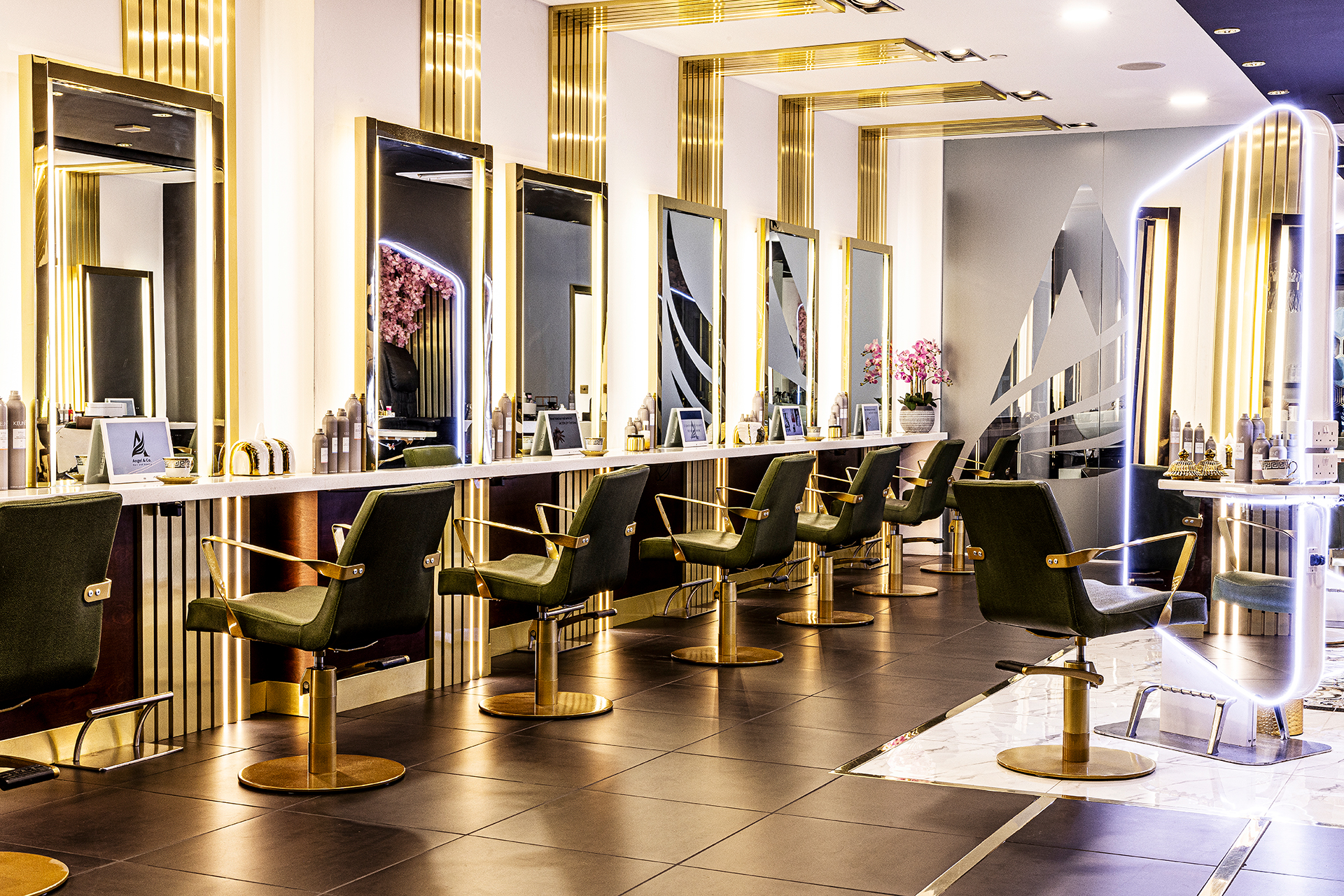 interiors photographer shooting for hairdressers Angel and Co in Manchester